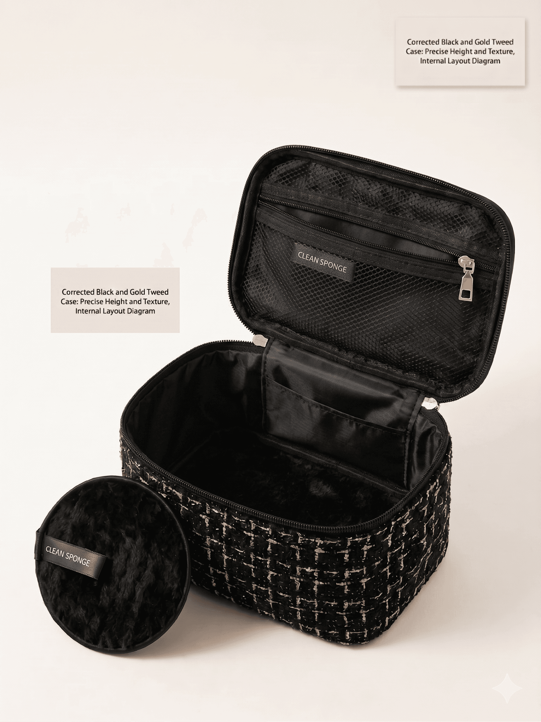 47-Piece Black Makeup Bag Set
